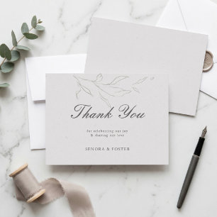 Elegant Minimalist Floral Wedding Thank You Card