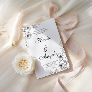 Elegant Minimalist Floral Weeding Invitation