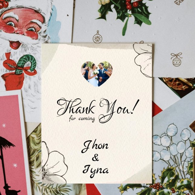 Elegant Minimalist Flower With Photo Thank You Card (Creator Uploaded)