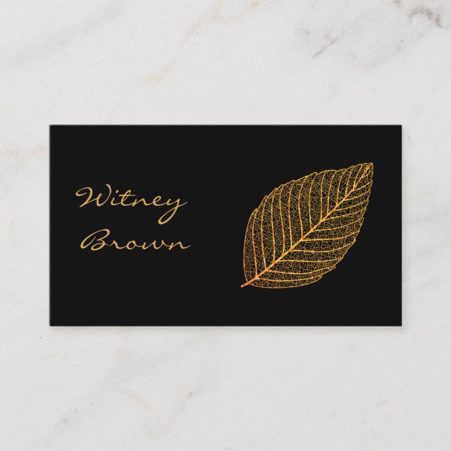 Elegant minimalist foil golden leaf  business card (Front)