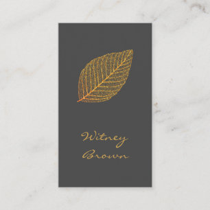Elegant minimalist foil golden leaf business card