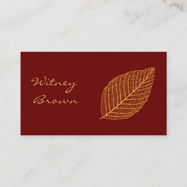 Elegant minimalist foil golden leaf  business card (Front)