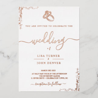 Elegant, Minimalist Foil Wedding Invitation