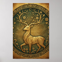Elegant Minimalist Forest Deer Fine Art