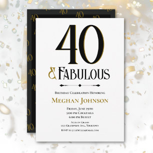 Elegant Minimalist Forty and Fabulous Birthday Invitation