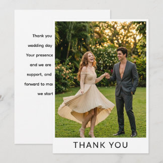 Elegant Minimalist Garden PHOTO Wedding Thank You Card
