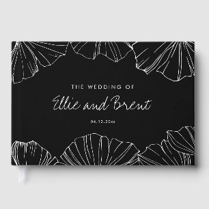 Elegant minimalist Ginkgo Biloba wedding Guest Book
