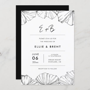 Elegant minimalist Ginkgo Biloba wedding Invitation