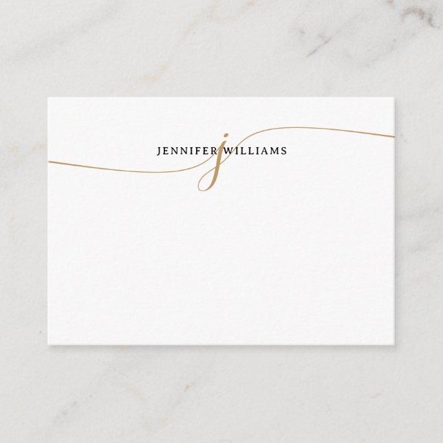 Elegant Minimalist Gold Calligraphy Monogram Card (Front)
