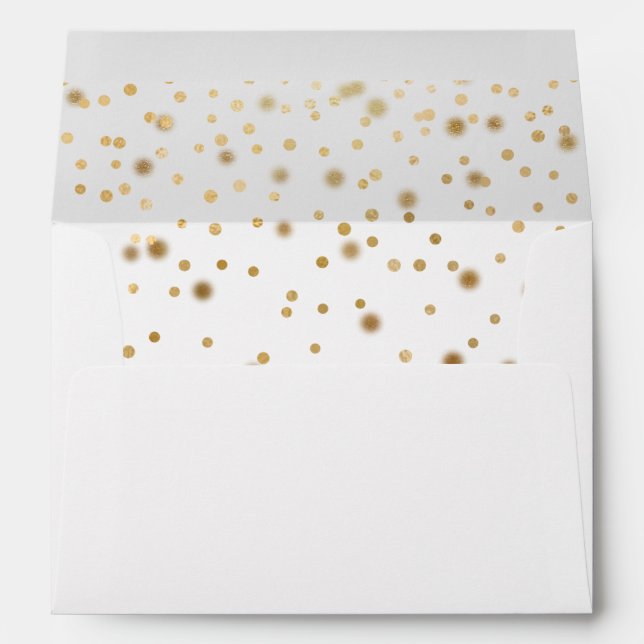 Elegant Minimalist Gold Confetti  Envelope Wedding (Back (Bottom))