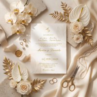 Elegant Minimalist Gold Floral Spanish Wedding
