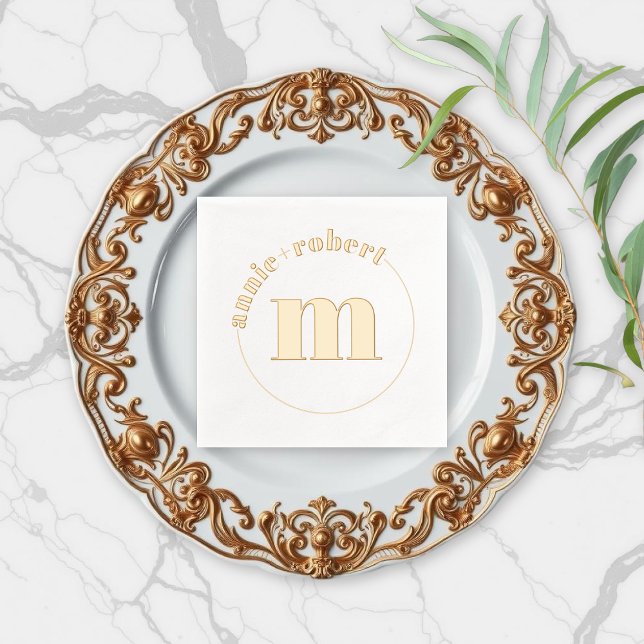 Elegant minimalist gold foil monogram wedding  foil napkins (Creator Uploaded)