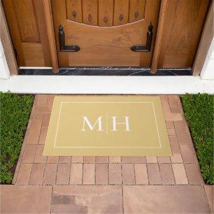 Elegant Minimalist Gold Monogram Doormat