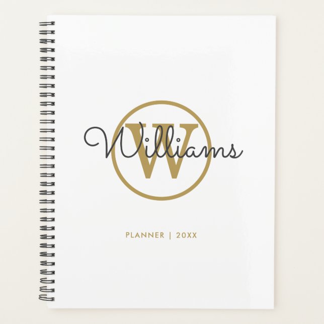 Elegant Minimalist Gold Monogram Name 2022 Planner (Front)