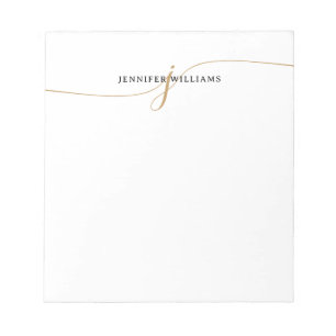 Elegant Minimalist Gold Script Monogram Notepad