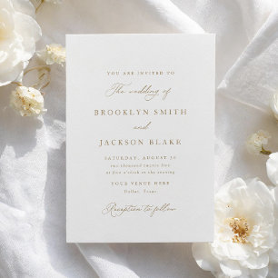 Elegant Minimalist Gold Script Wedding Invitation