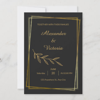 Elegant Minimalist Gold Wedding Invitation