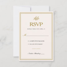 Elegant Minimalist Gold Wedding RSVP Card