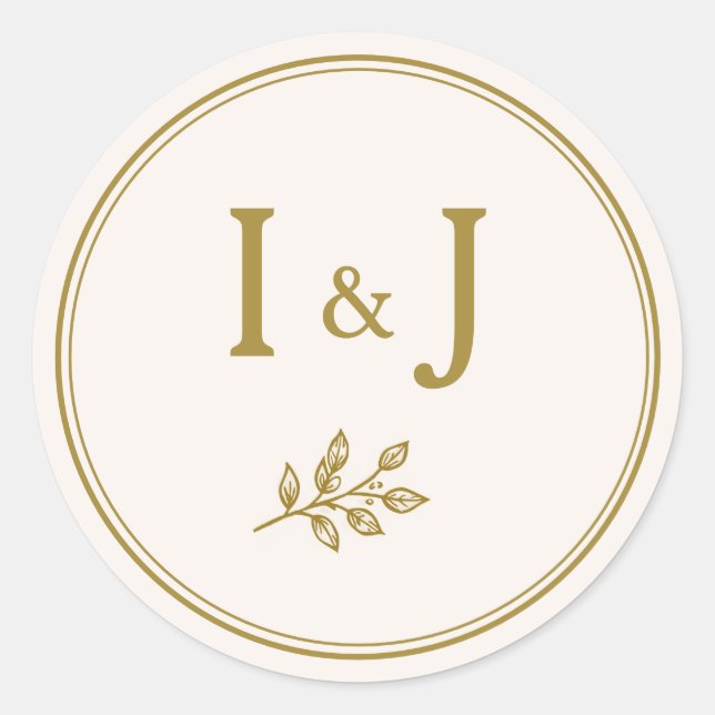Elegant Minimalist Gold Wedding Stickers (Front)