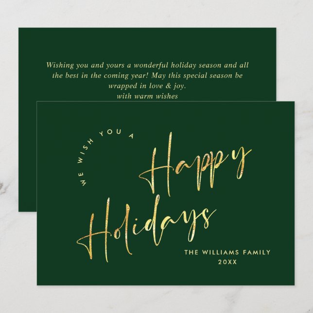 Elegant Minimalist Golden Christmas Greeting Holiday Card (Front/Back)