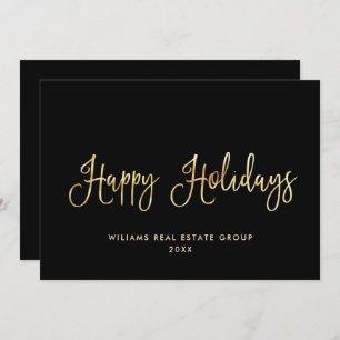 Elegant Minimalist Golden Corporate Christmas Holiday Card
