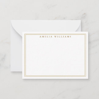Elegant Minimalist Golden Two Border Note Card