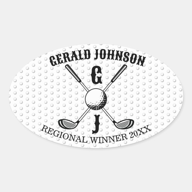 Elegant Minimalist Golf Monogr... Oval Sticker (Front)