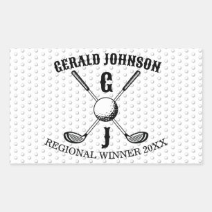 Elegant Minimalist Golf Monogr... Rectangular Sticker