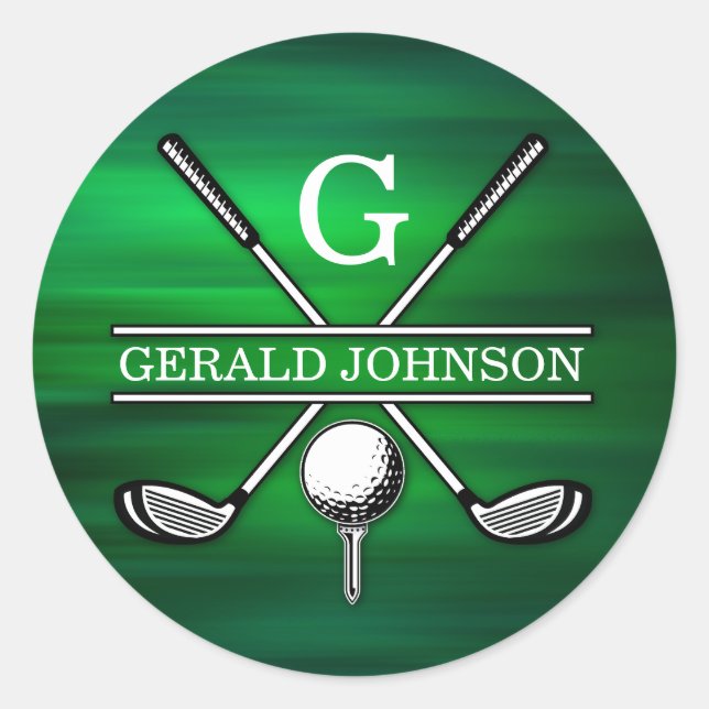 Elegant Minimalist Golf Monogram Design Classic Round Sticker (Front)