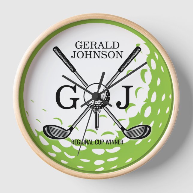 Elegant Minimalist Golf Monogram Design Clock (Front)