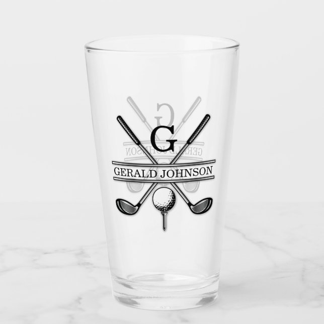 Elegant Minimalist Golf Monogram Design Glass (Front)