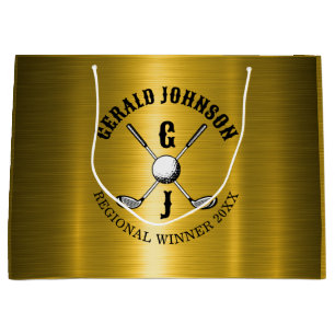 Elegant Minimalist Golf Monogram Design Large Gift Bag