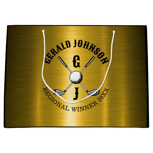 Elegant Minimalist Golf Monogram Design Large Gift Large Gift Bag (Front)