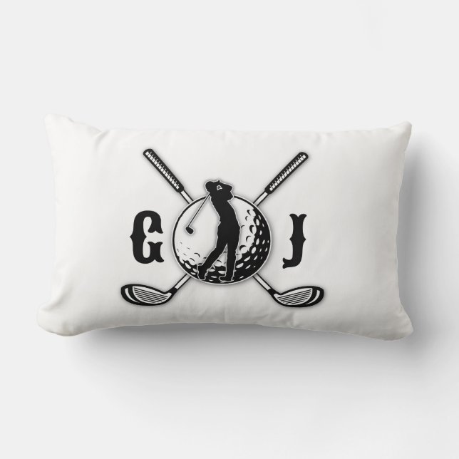 Elegant Minimalist Golf Monogram Design Lumbar Cushion (Front)