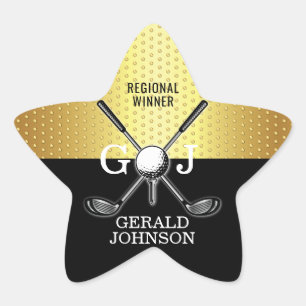 Elegant Minimalist Golf Monogram Design Star Sticker