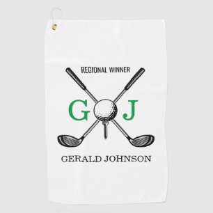 Elegant Minimalist Golf Monogram Design Towel
