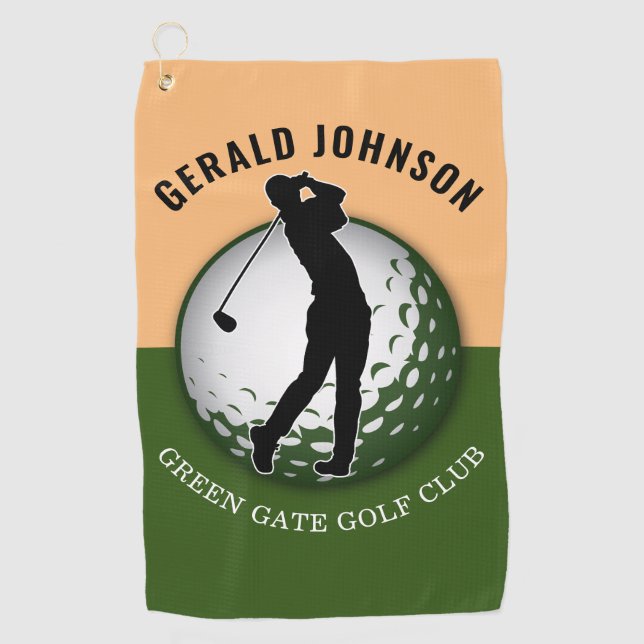 Elegant Minimalist Golfer Design Golf Towel (Front)