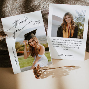 Elegant Minimalist Graduation 2 Photo Thank You Card