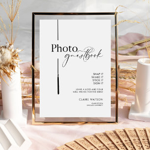 Elegant Minimalist Graduation Photo Guest Book Pedestal Sign