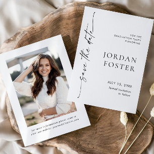 Elegant Minimalist Graduation Photo Save The Date
