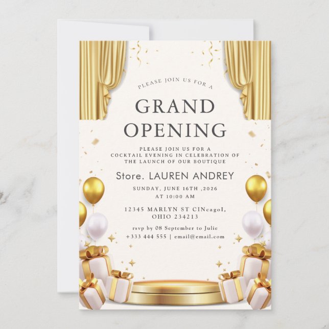 Elegant Minimalist Grand Opening Invitation (Front)
