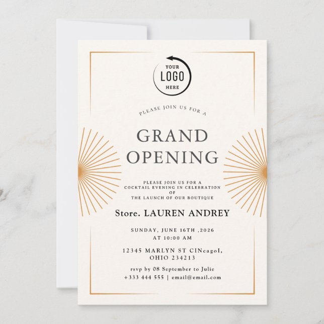 Elegant Minimalist Grand Opening Invitation (Front)