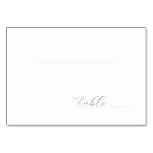 "Elegant Minimalist Gray Cursive" Table Number