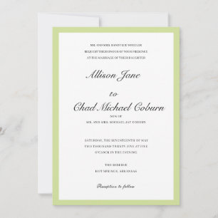 Elegant Minimalist Green Border Wedding Invitation