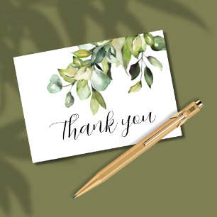 Elegant Minimalist Green Botanicals Blank Wedding Thank You Card