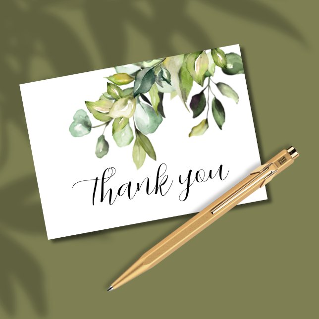 Elegant Minimalist Green Botanicals Blank Wedding Thank You Card (Creator Uploaded)