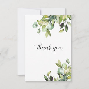 Elegant Minimalist Green Botanicals Wedding Thank You Card