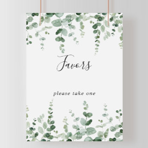 Elegant Minimalist Green Eucalyptus Favours Sign