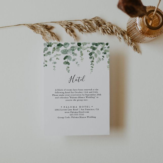 Elegant Minimalist Green Eucalyptus Hotel Enclosure Card (Creator Uploaded)