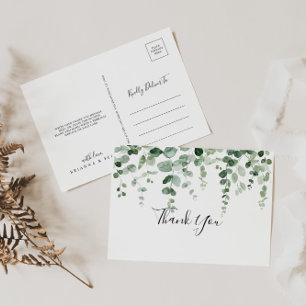 Elegant Minimalist Green Eucalyptus Thank You  Postcard